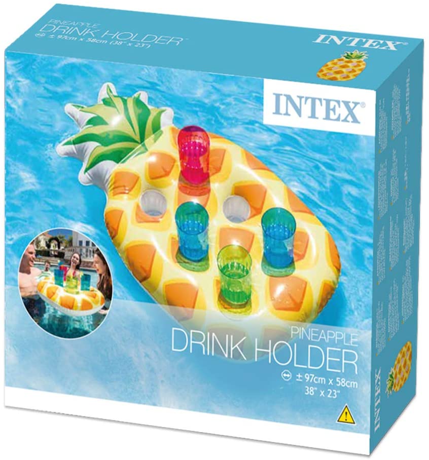 當日發貨 Intex 充氣 鳳梨水上 飲料 啤酒 杯架 戲水 泳圈 浮排